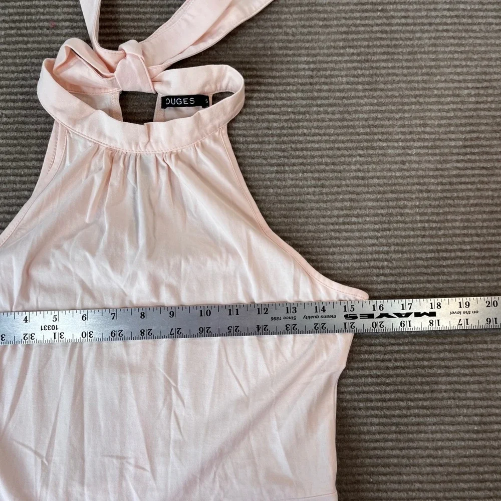 OUGES Womens Light Pink Halter Neck Tie Back Fit and Flare Mini Dress Size S